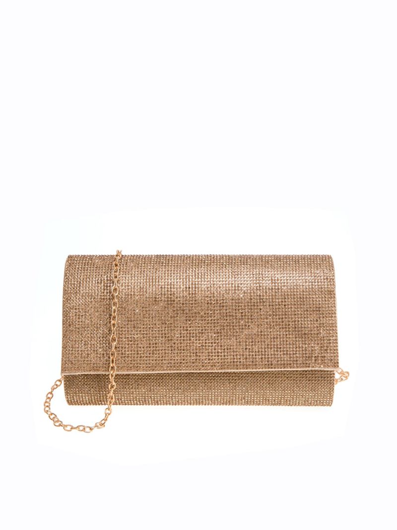 Cubic Zirconia Decor Flap Chain Square Bag