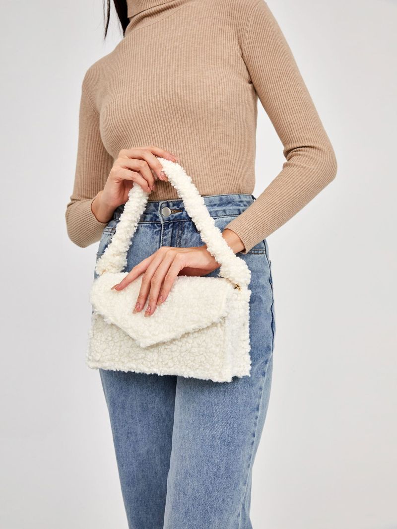 Minimalist Fluffy Flap Square Bag