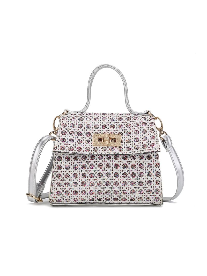 Mini Glitter Twist Lock Flap Square Bag