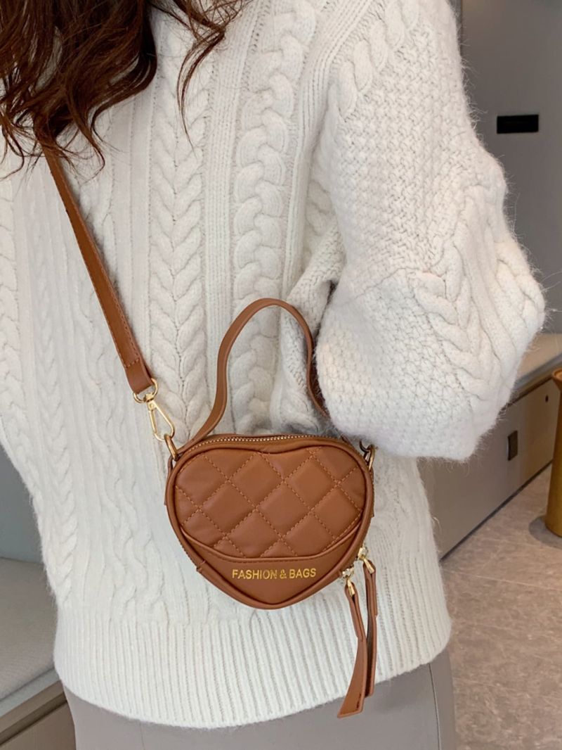 Mini Letter Graphic Quilted Heart Design Novelty Bag