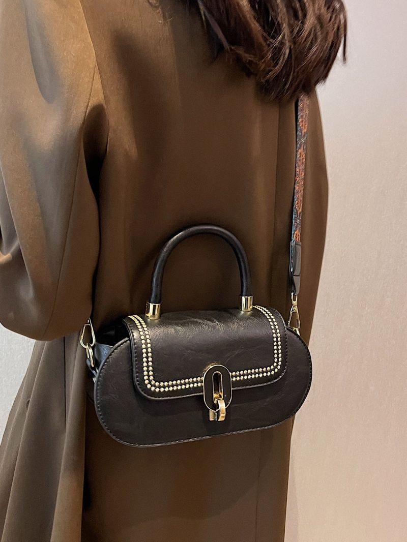 Embroidery Detail Flap Satchel Bag