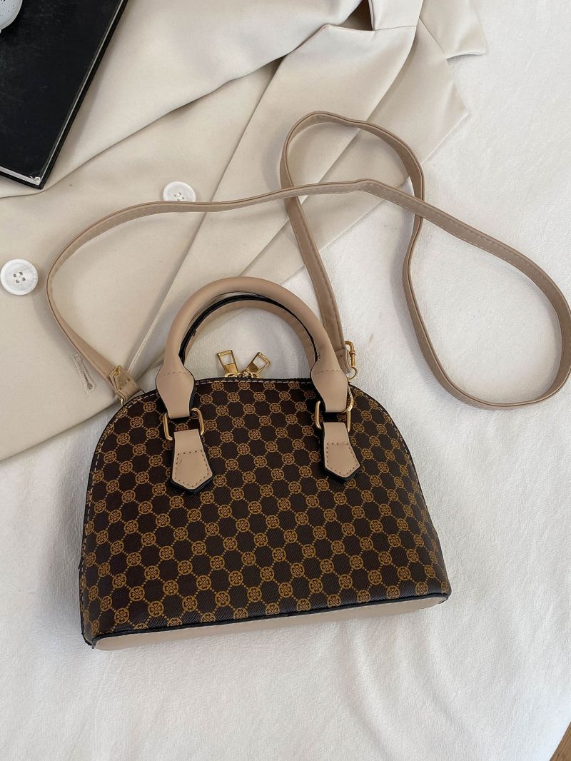 Geometric Pattern Double Handle Dome Bag