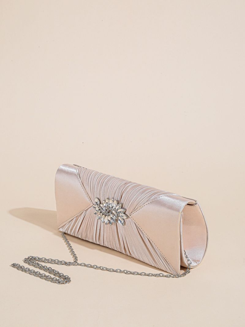 Rhinestone Decor Ruched Detail Flap Square Bag