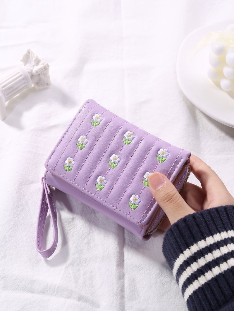 Floral Embroidery Small Wallet