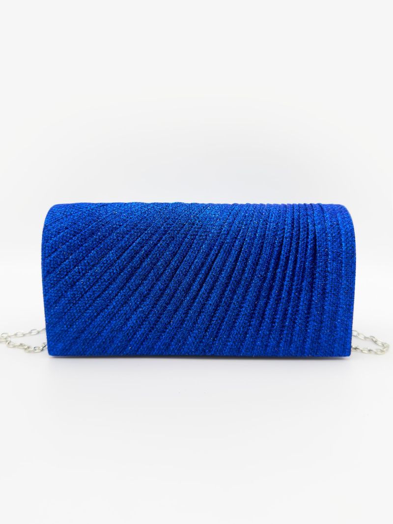 Mini Square Bag Ruched Detail Glitter For Party, Clear Bag