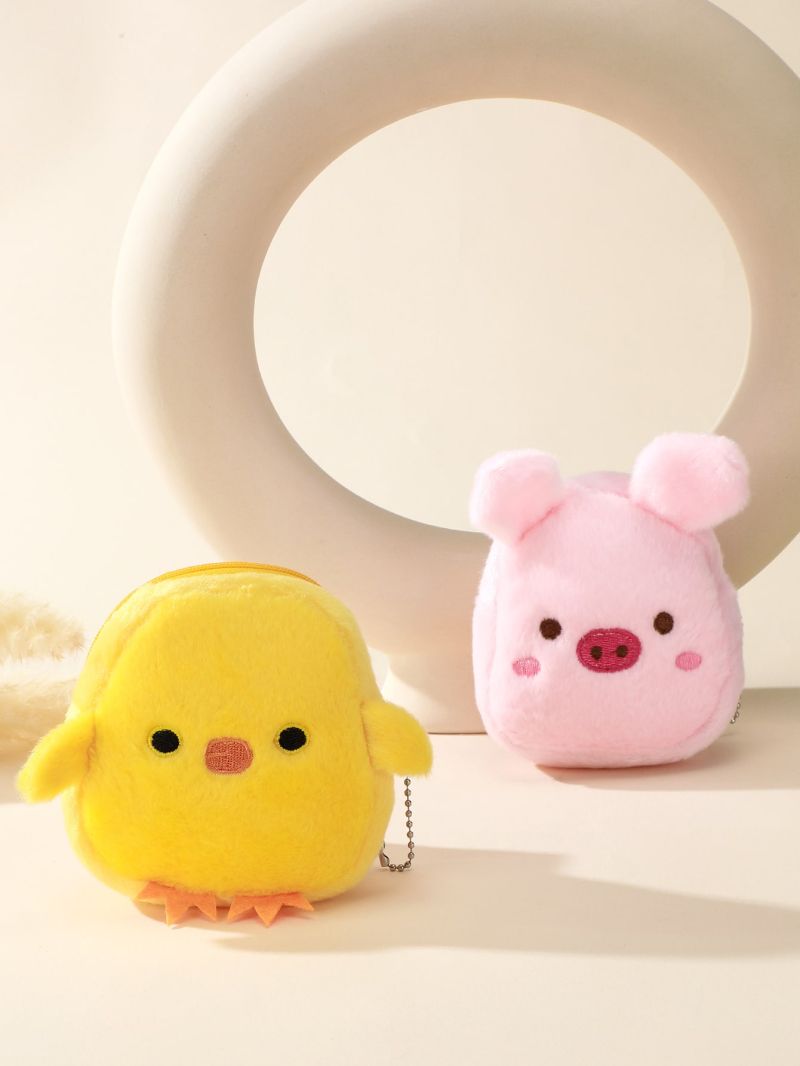 2pcs Cartoon Chicken & Pig Design Coin Purses