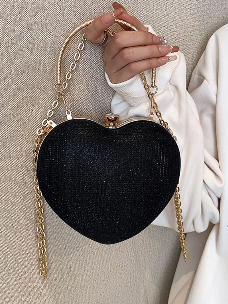 Mini Glitter Heart Design Chain Novelty Bag