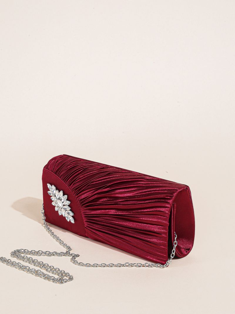 Rhinestone Decor Envelope Bag Ruched Glamorous For Party