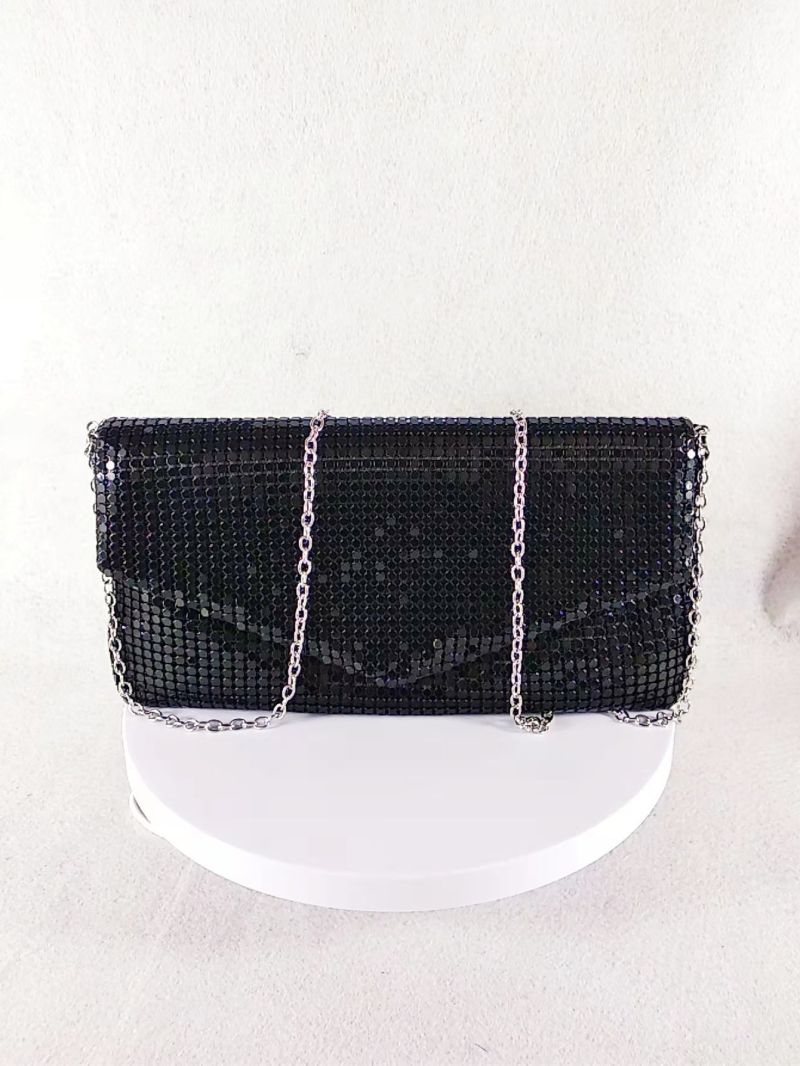 Minimalist Flap Chain Satin Square Bag