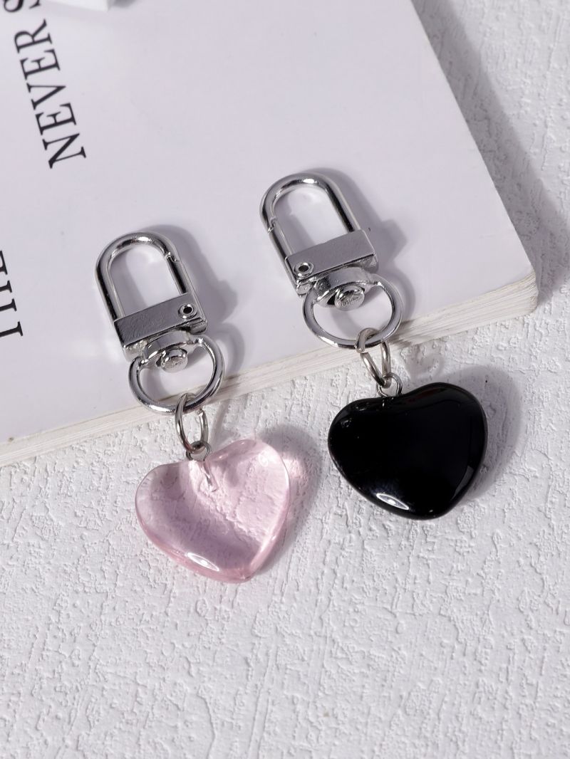 2pcs Heart Decor Bag Charm Heart Keychain Car Pendant Phone Ornament