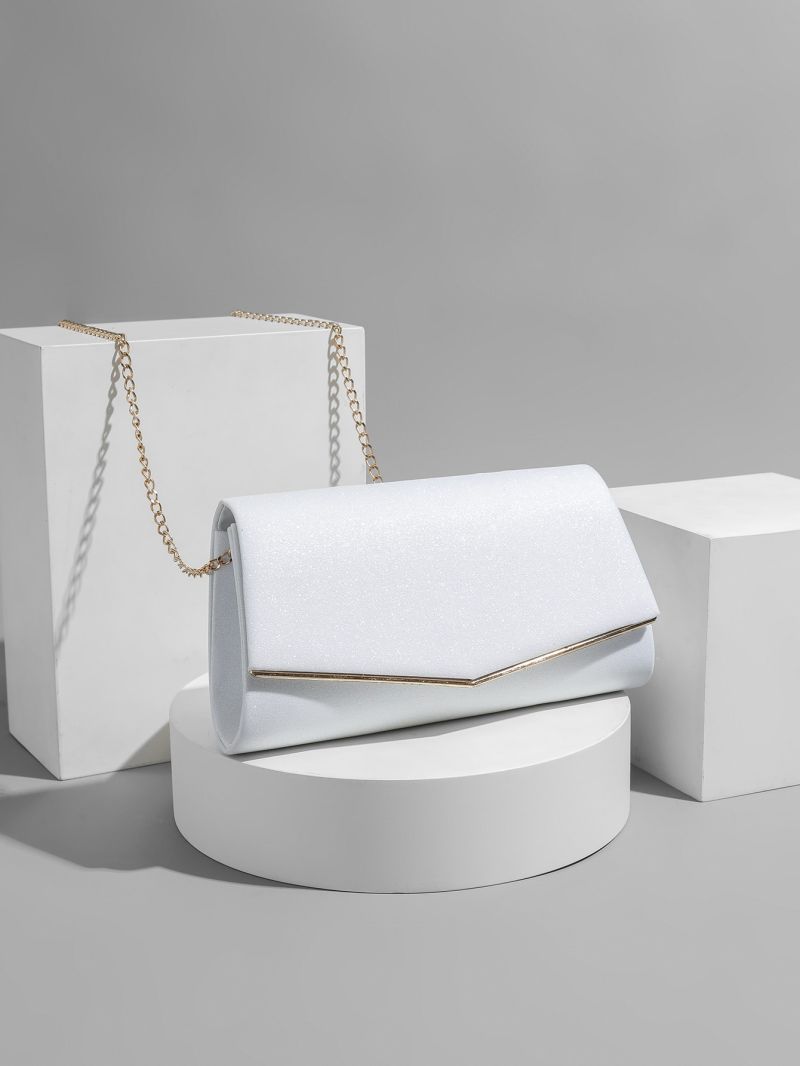 Glitter Metal Decor Flap Square Bag