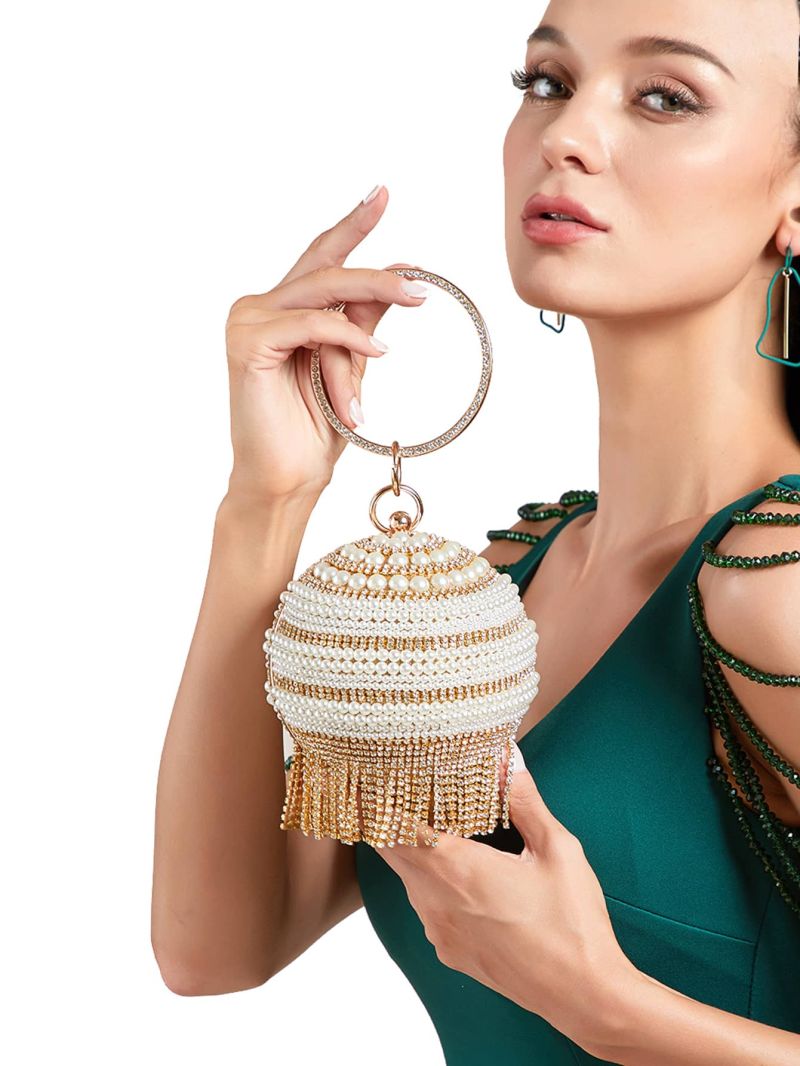 Mini Faux Pearl & Rhinestone Decor Evening Bag