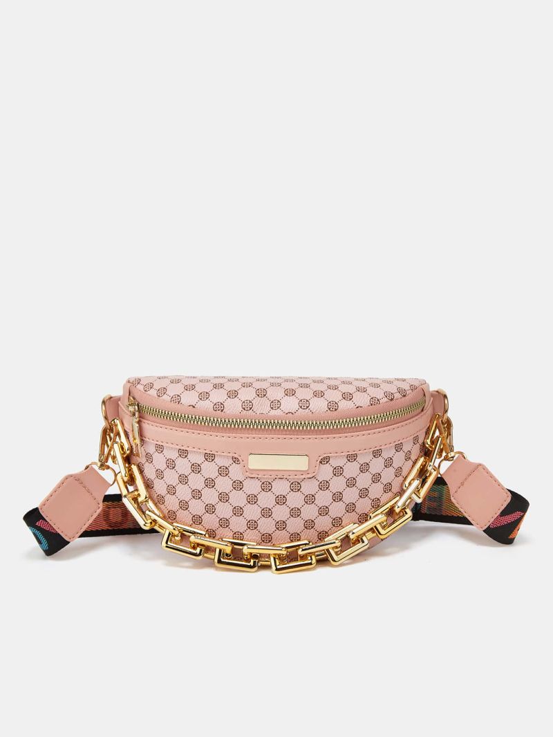 Geometric Pattern Chain Decor Waist Bag
