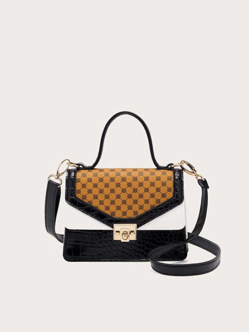 Mini Geometric Pattern Flap Square Bag