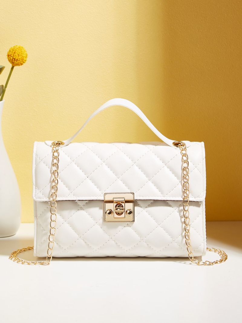 Quilted Twist Lock Flap Square Bag
