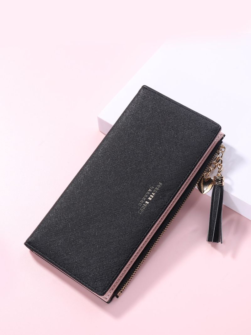 Letter Graphic Tassel Decor Long Wallet