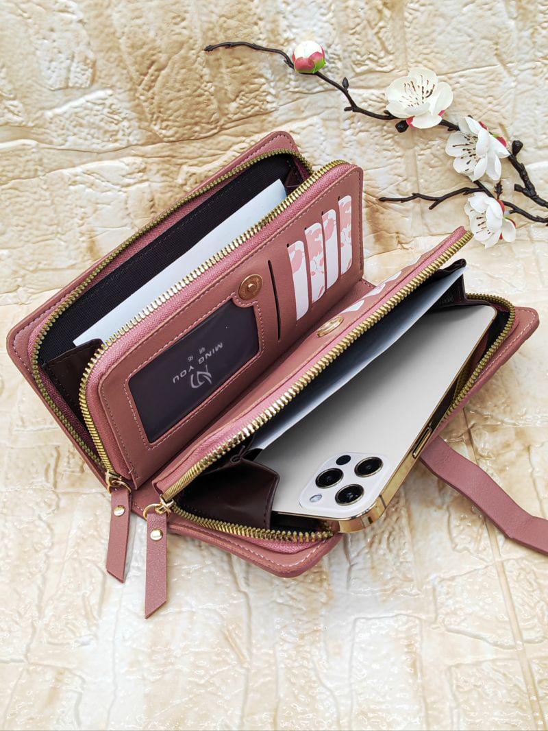 Quilted Metal Detail Long Wallet