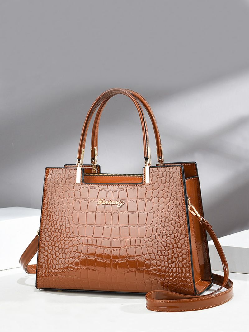 Crocodile Embossed Letter Decor Square Bag