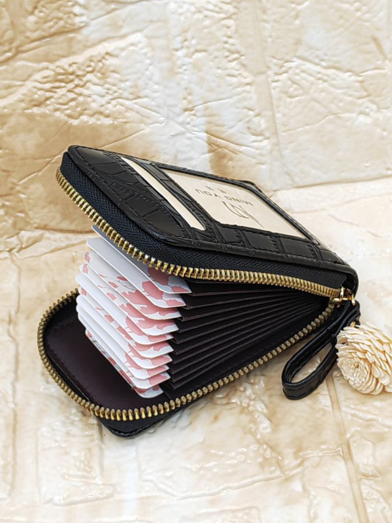 Crocodile Embossed Zipper Card Holder Multi-Card Card Organizer For Storage Credit Cards