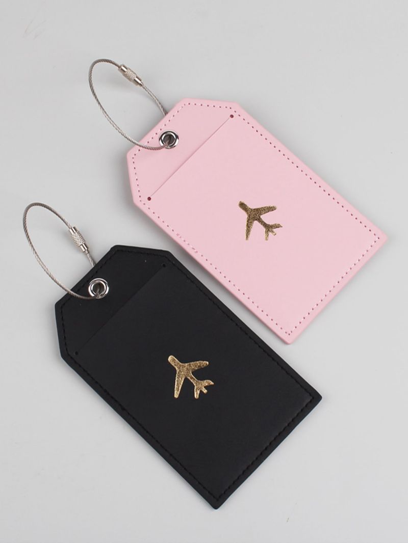 2pcs Metallic Airplane Pattern Luggage Tags