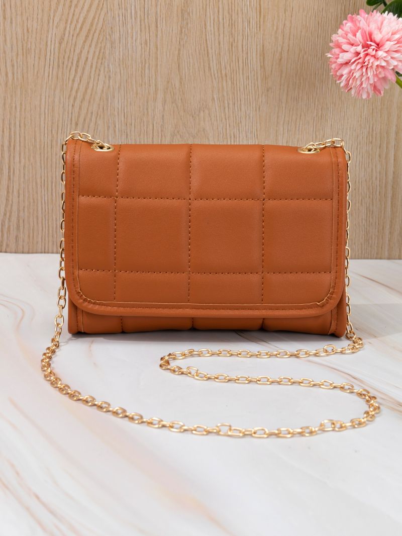Mini Quilted Pattern Chain Square Bag