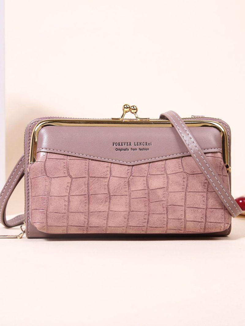 Crocodile Embossed Kiss Lock Phone Wallet