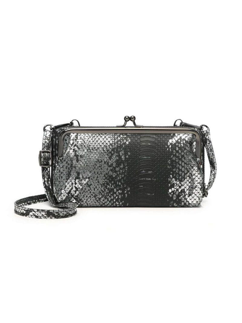 Snakeskin Embossed Kiss Lock Phone Wallet