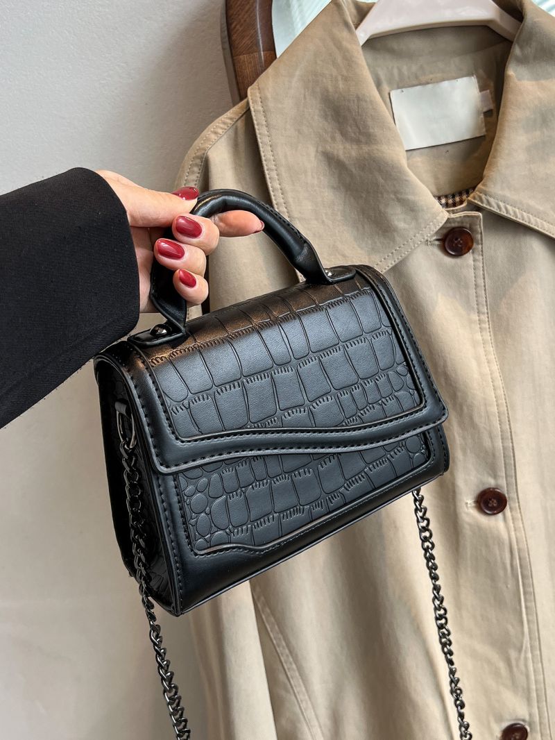 Mini Crocodile Embossed Flap Square Bag
