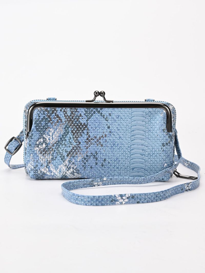 Snakeskin Embossed Kiss Lock Phone Wallet