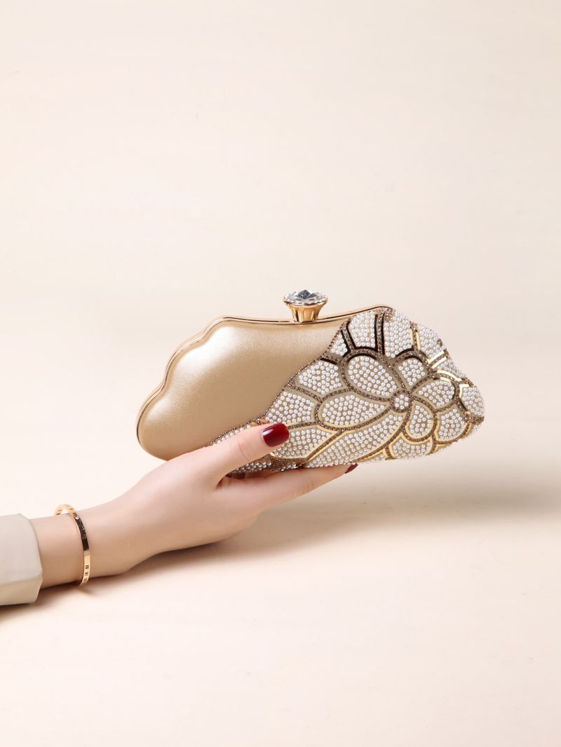 Rhinestone & Faux Pearl Decor Box Bag