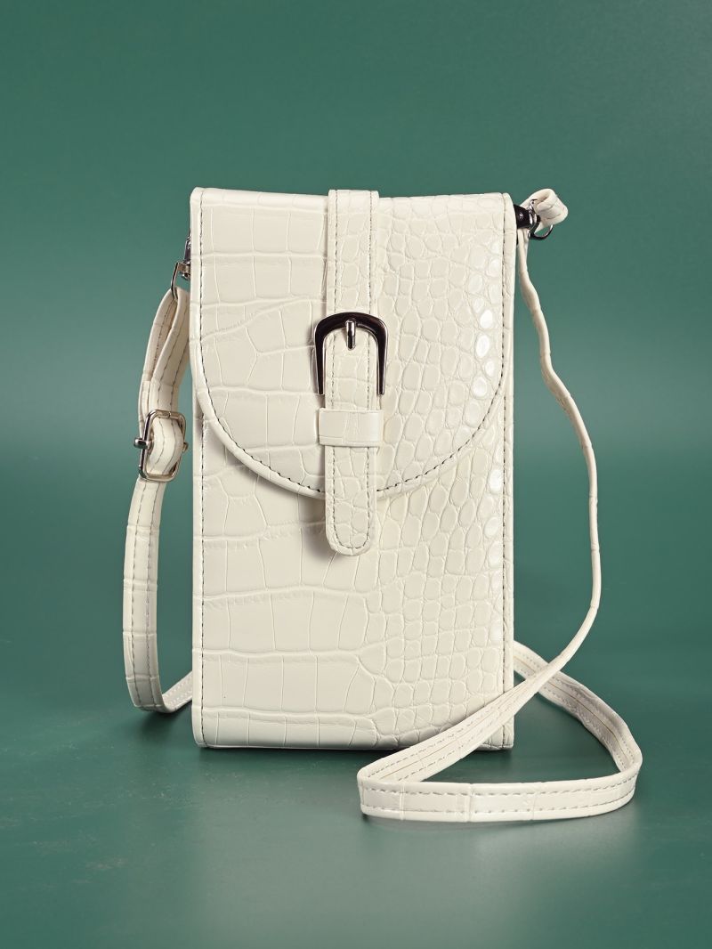 Crocodile Embossed Buckle Decor Flap Phone Wallet