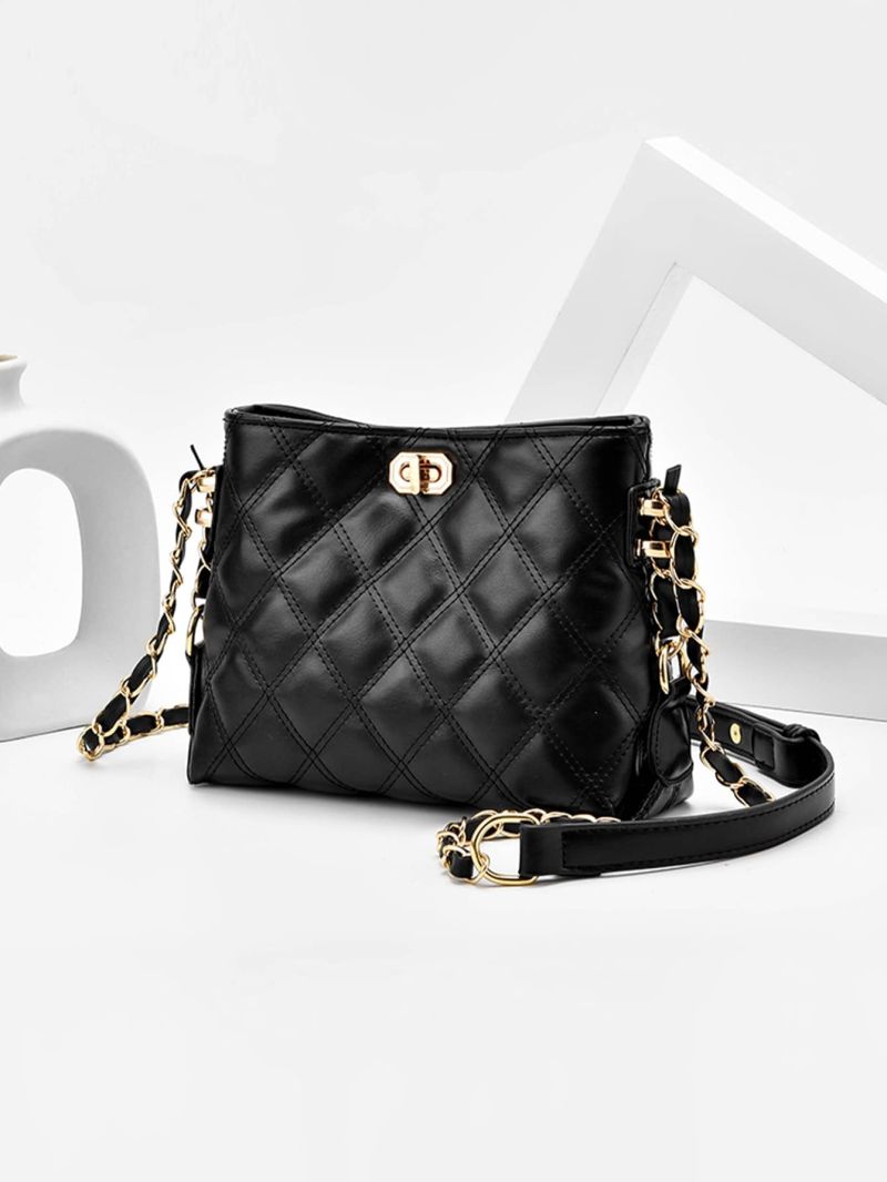 Quilted Pattern Metal Decor Square Bag