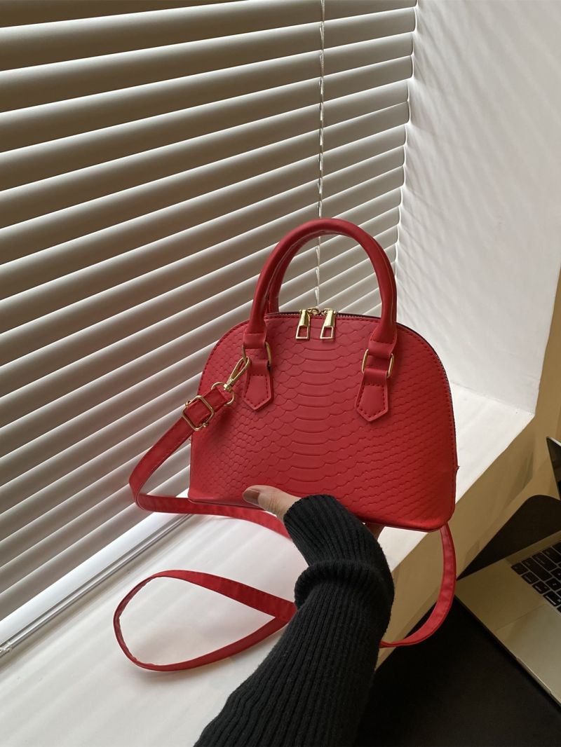 Mini Neon Pink Snakeskin Embossed Dome Bag