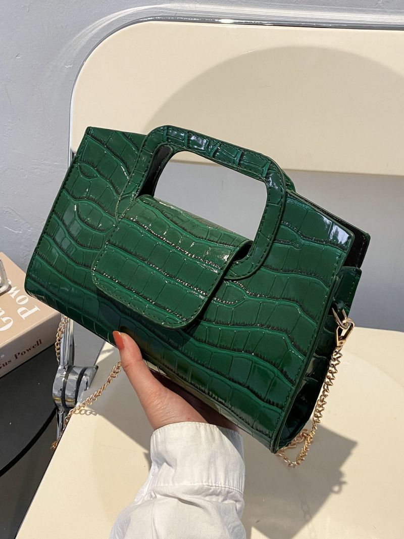 Crocodile Embossed Square Bag