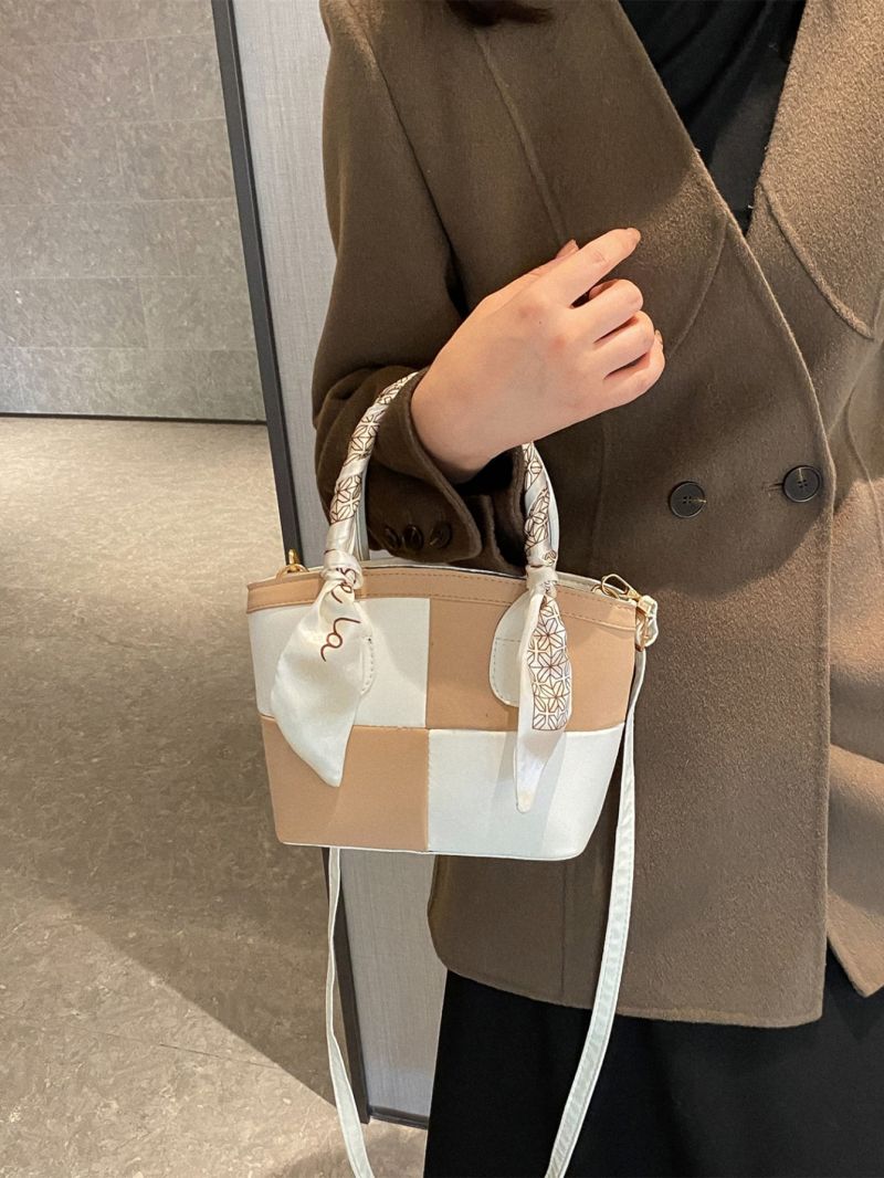Mini Two Tone Twilly Scarf Decor Satchel Bag