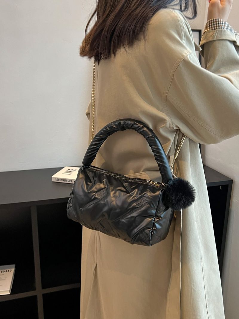 Pom Pom Decor Hobo Bag