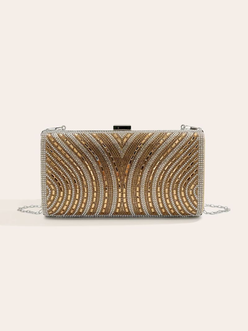 Rhinestone Decor Chain Box Bag