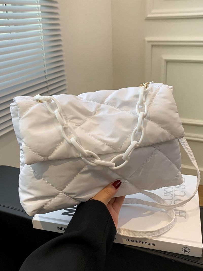 Quilted Flap Chain Square Bag