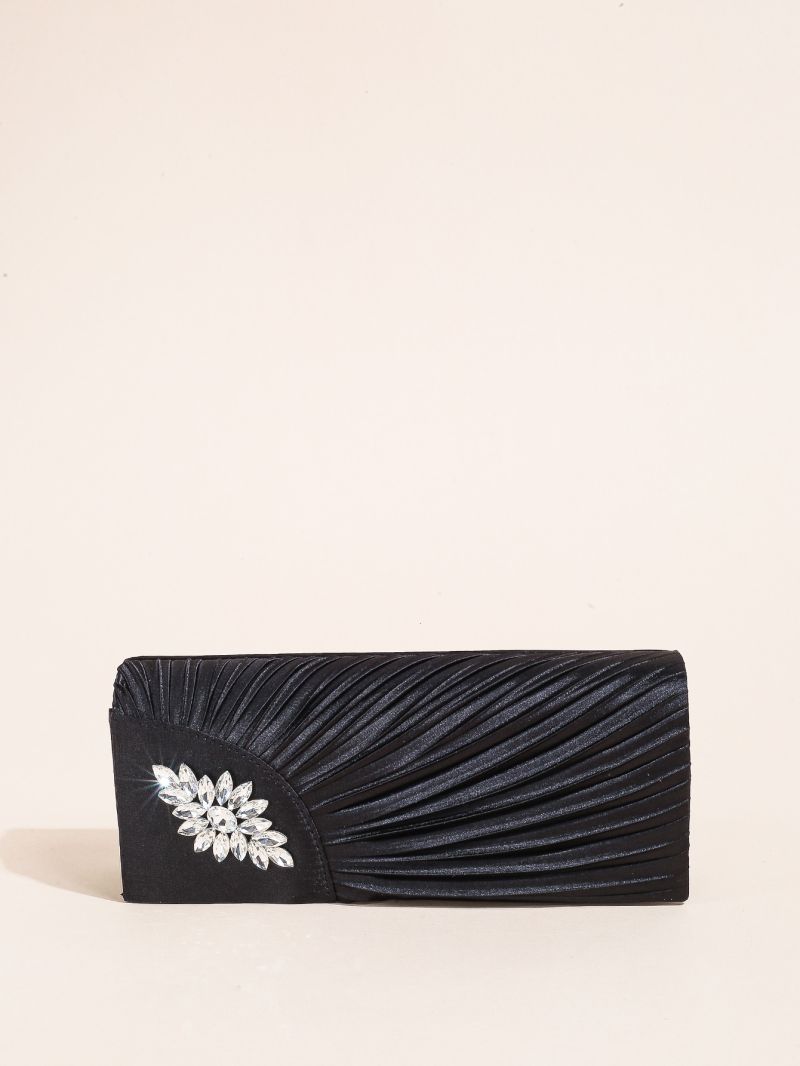 Rhinestone Decor Ruched Detail Flap Square Bag