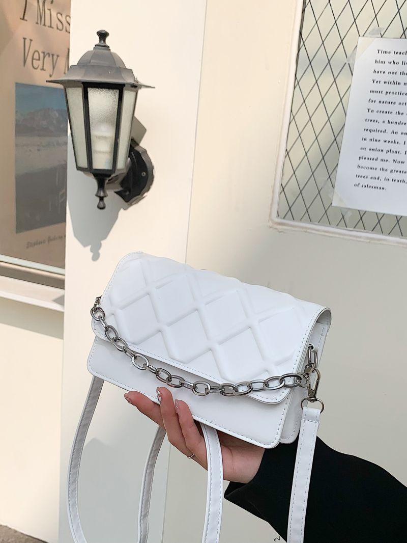 Mini Geometric Embossed Chain Decor Flap Square Bag
