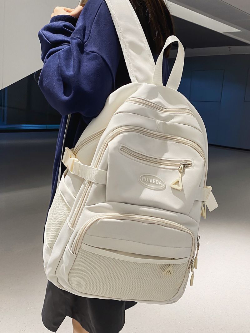 Letter Patch Decor Functional Backpack