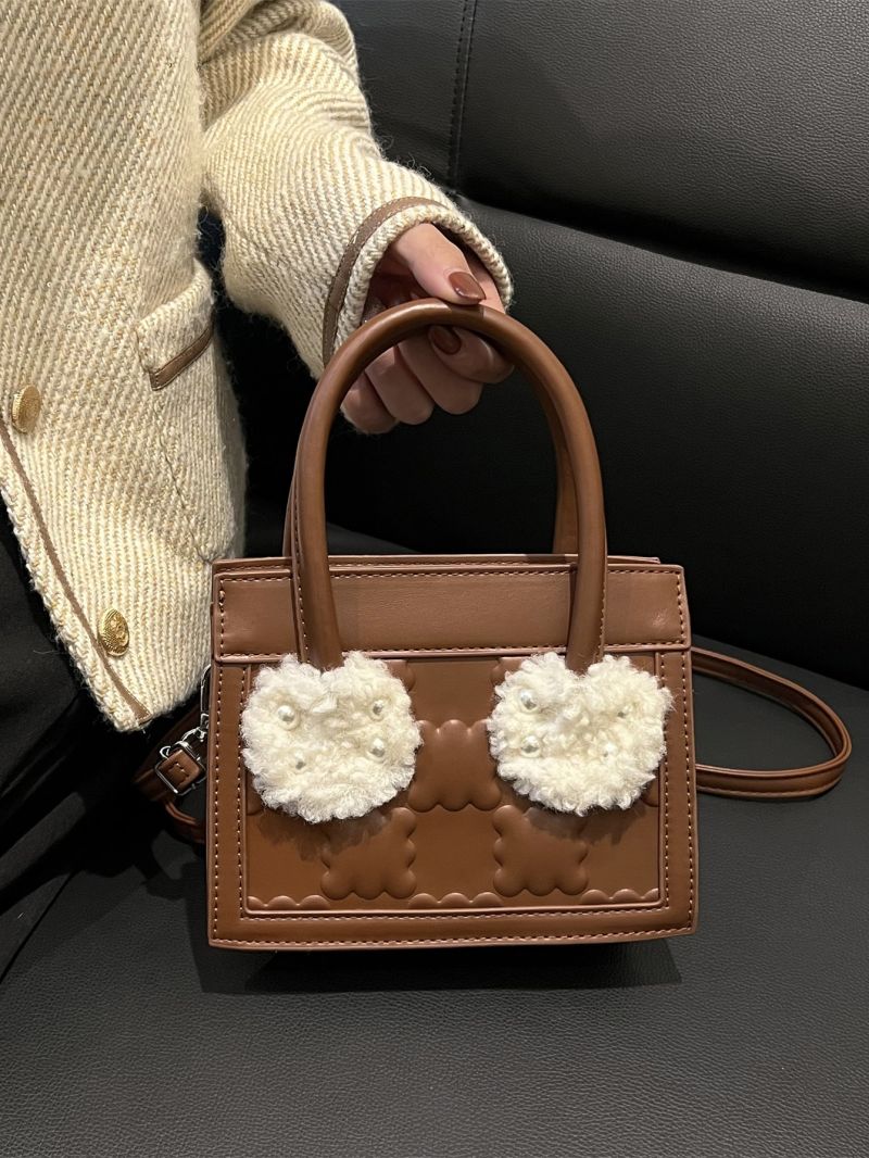 Mini Embossed Detail Contrast Fluffy Square Bag