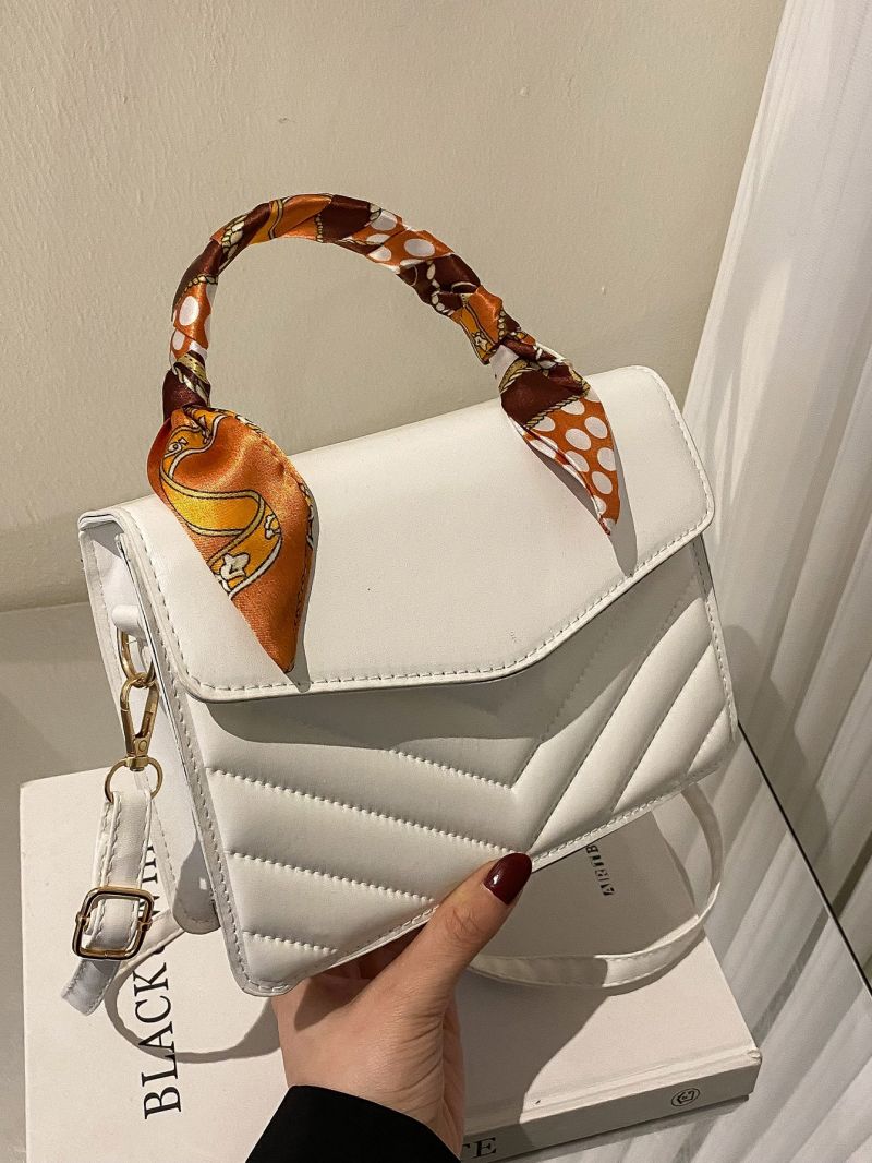 Twilly Scarf Decor Chevron Quilted Pattern Square Bag