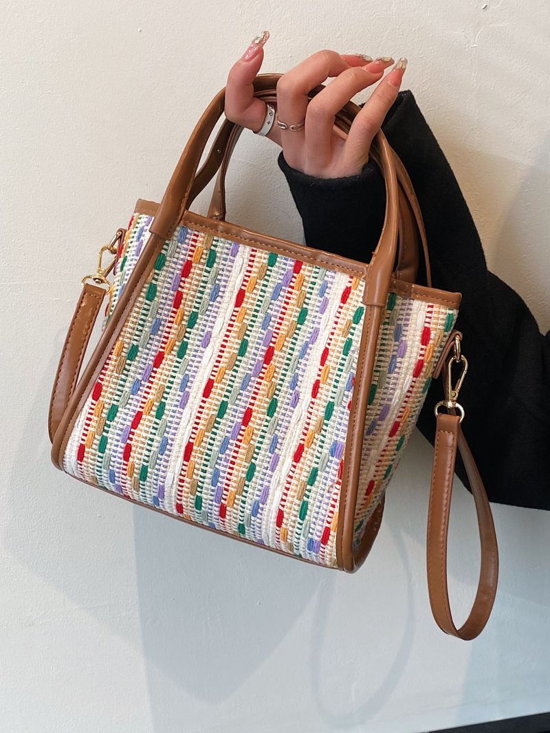 Color Block Square Bag With Inner Pouch