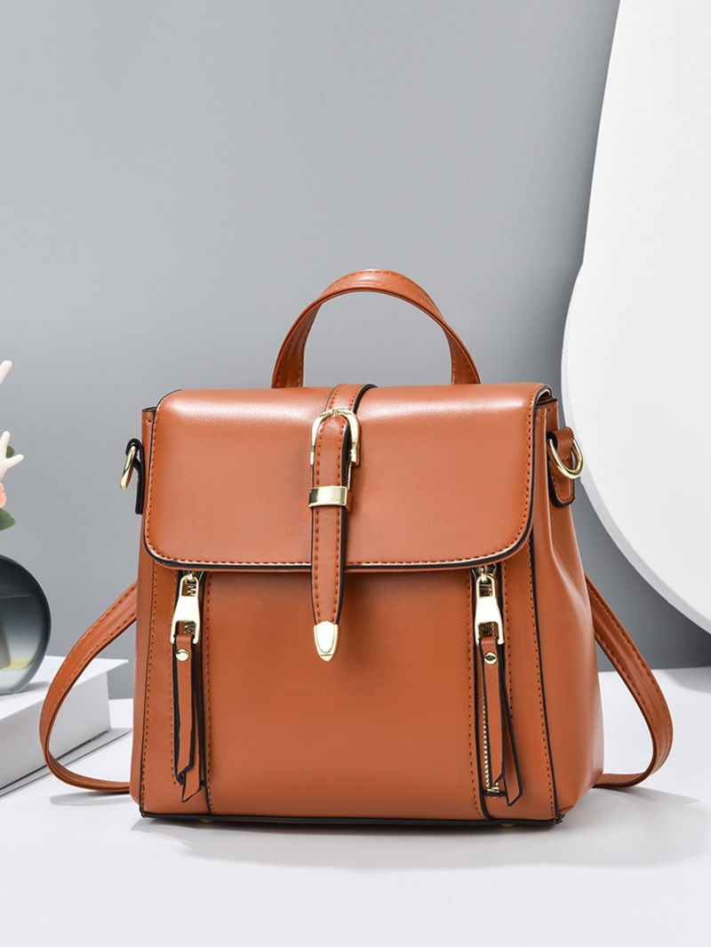 Small Fashion Backpack Buckle Decor Top Handle