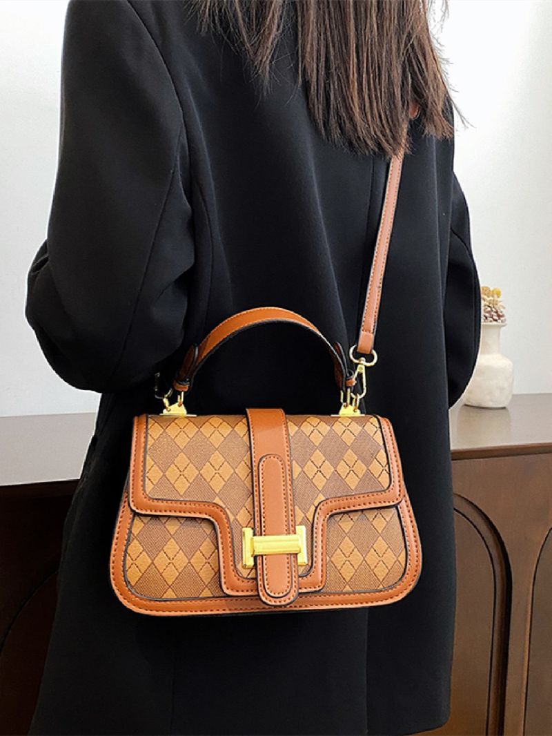 Argyle Pattern Flap Square Bag
