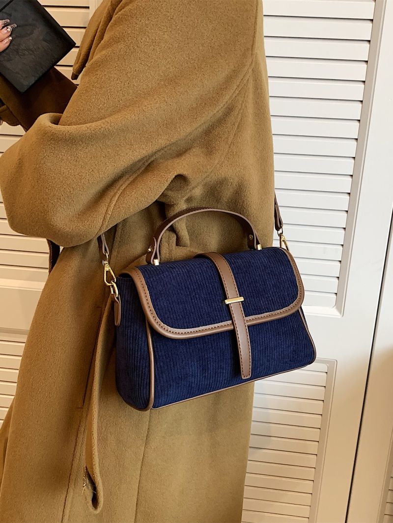 Contrast Binding Chain Flap Square Bag