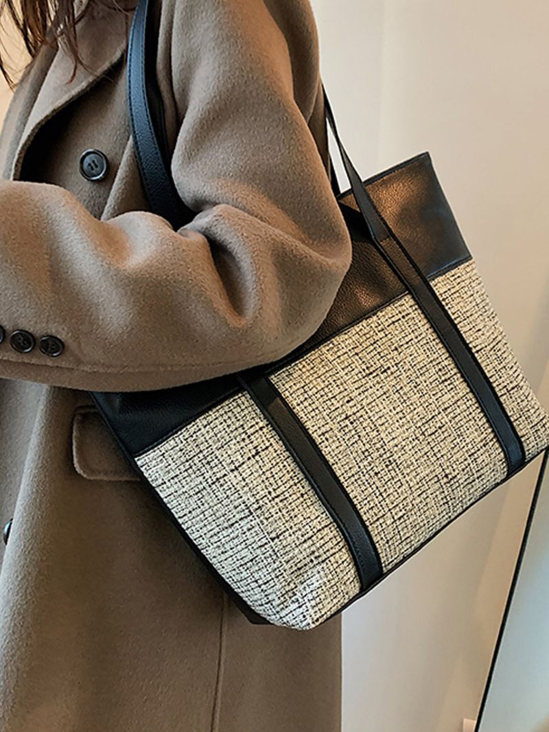 Colorblock Shoulder Tote Bag