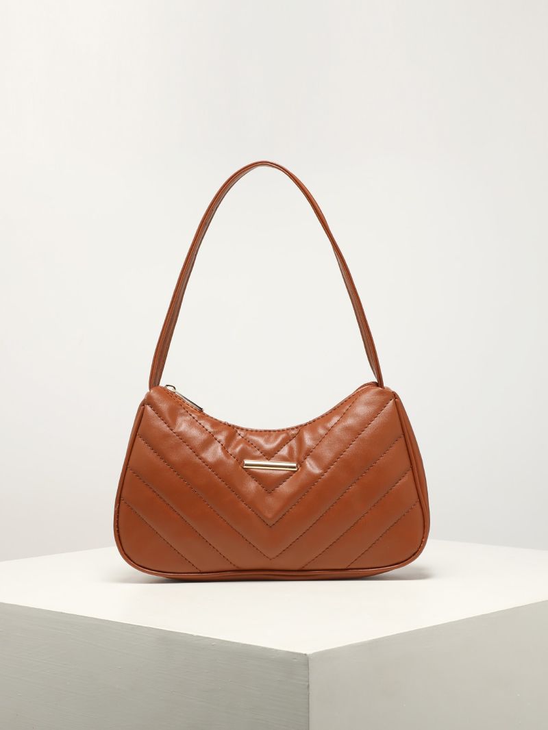 Metal & Chevron Detail Hobo Bag