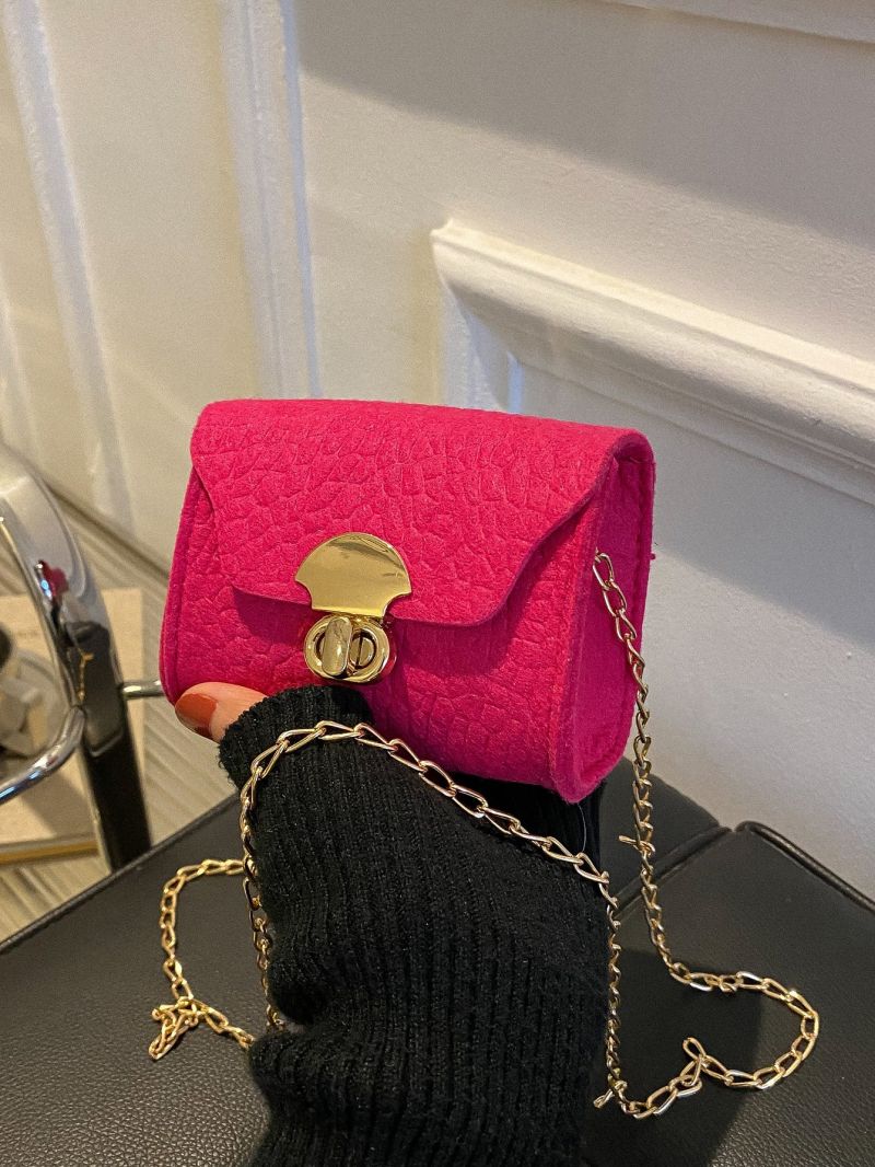 Mini Neon Pink Crocodile Embossed Square Bag